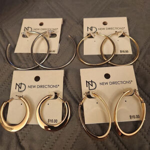 4 pairs of New Directions Hoop Earrings